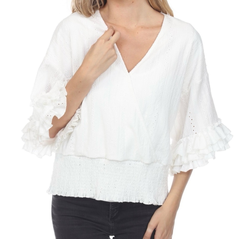 BTFL Life White Eyelet & Ruffle Blouse PERFECT STAPLE